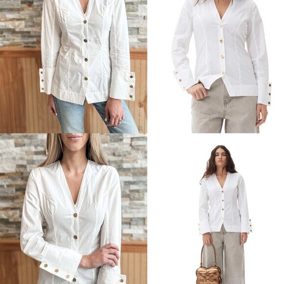 GANNI | Cotton Poplin Shirt | Size 42 - Picture 1 of 16